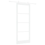 Porta scorrevole bianca 93 x 232 cm legno massello pino e vetro