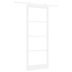 Porta scorrevole bianca 93 x 232 cm legno massello pino e vetro