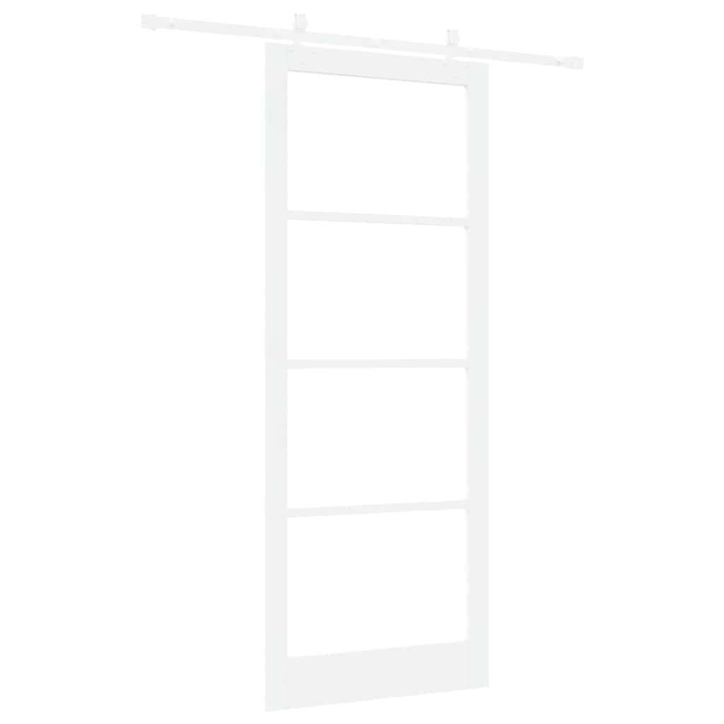 Porta scorrevole bianca 93 x 232 cm legno massello pino e vetro