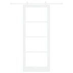 Porta scorrevole bianca 93 x 232 cm legno massello pino e vetro