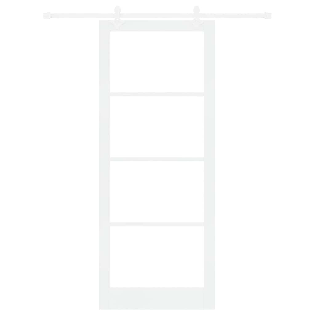 Porta scorrevole bianca 93 x 232 cm legno massello pino e vetro