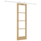 Porta scorrevole in legno massello di pino e vetro naturale 61 x 198,5 cm