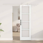 Porta Scorrevole Bianco 61 x 198,5 cm Legno Massello Pino e Vetro