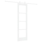 Porta Scorrevole Bianco 61 x 198,5 cm Legno Massello Pino e Vetro