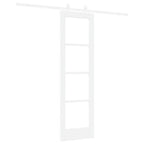 Porta Scorrevole Bianco 61 x 198,5 cm Legno Massello Pino e Vetro