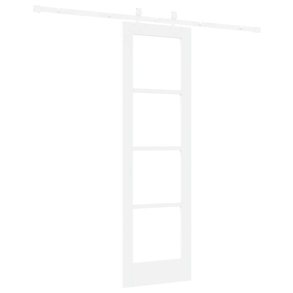 Porta Scorrevole Bianco 61 x 198,5 cm Legno Massello Pino e Vetro