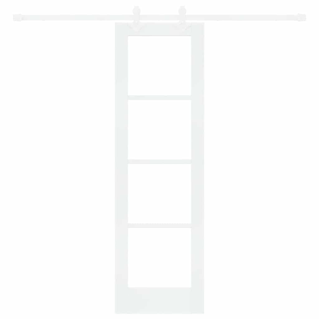 Porta Scorrevole Bianco 61 x 198,5 cm Legno Massello Pino e Vetro