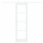 Porta Scorrevole Bianco 61 x 198,5 cm Legno Massello Pino e Vetro