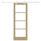 Porta Scorrevole in Legno Massello di Pino e Vetro 73,5 x 198,5 cm - Naturale