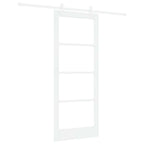 Porta scorrevole in legno massello di pino e vetro bianco 83 x 202 cm