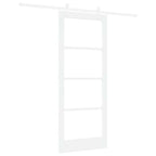 Porta scorrevole in legno massello di pino e vetro bianco 83 x 202 cm