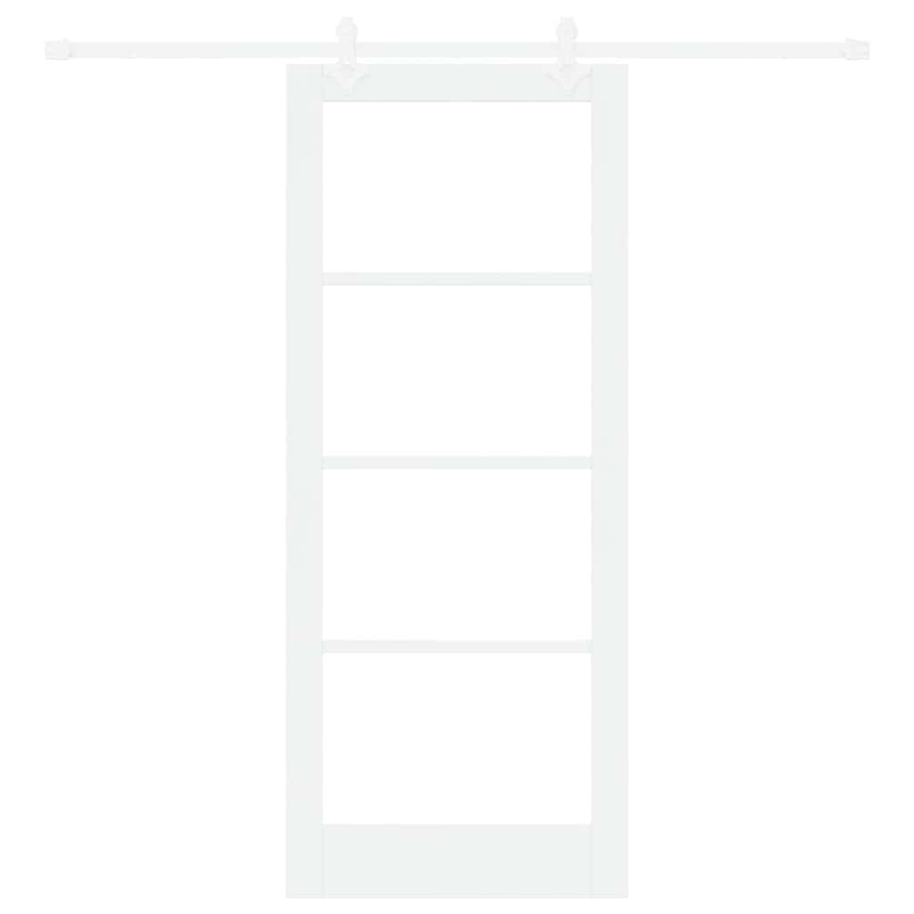 Porta scorrevole in legno massello di pino e vetro bianco 83 x 202 cm