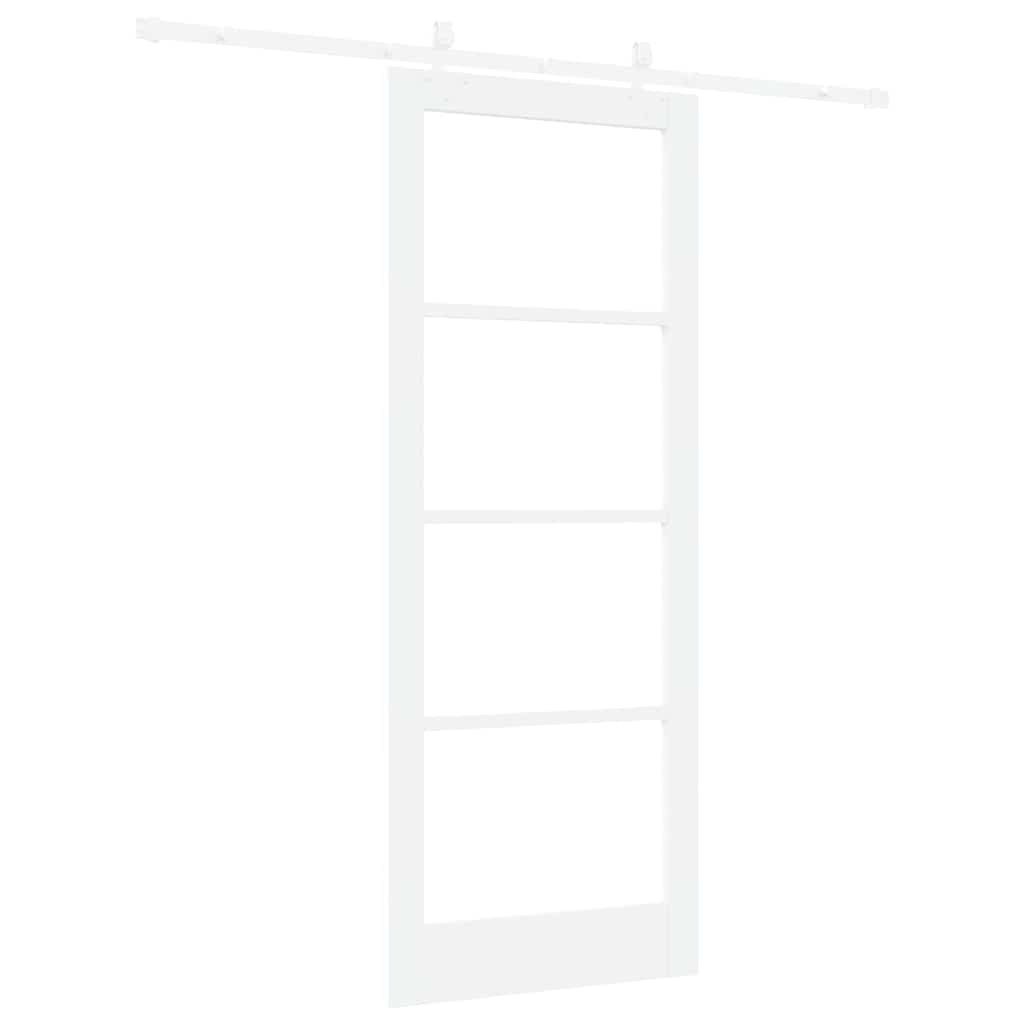 Porta scorrevole in legno massello bianco 83 x 211 cm