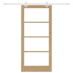 Porta Scorrevole in Legno Massello di Pino e Vetro Naturale 93 x 202 cm