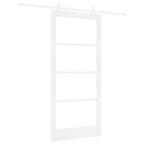 Porta scorrevole bianca 93 x 202 cm in legno massello e vetro