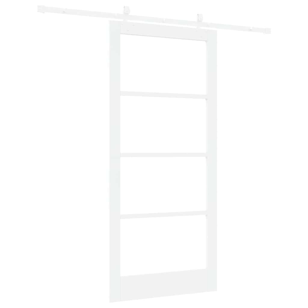 Porta scorrevole bianca 93 x 202 cm in legno massello e vetro