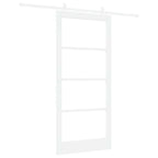 Porta scorrevole bianca 93 x 202 cm in legno massello e vetro