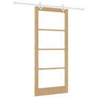 Porta scorrevole in legno massello di pino e vetro naturale 93 x 211 cm