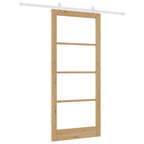 Porta scorrevole in legno massello di pino e vetro naturale 93 x 211 cm