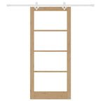 Porta scorrevole in legno massello di pino e vetro naturale 93 x 211 cm