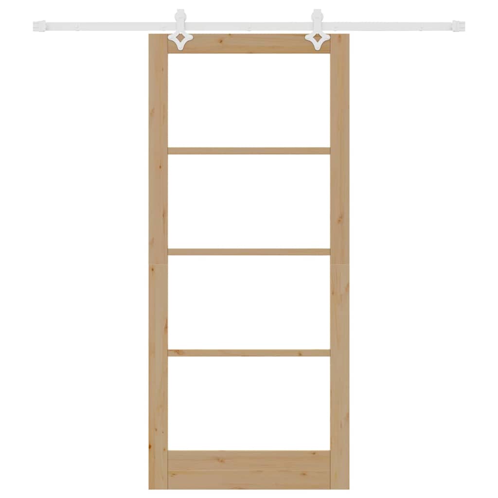 Porta scorrevole in legno massello di pino e vetro naturale 93 x 211 cm