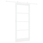 Porta scorrevole in legno massello di pino e vetro Bianco 93 x 211 cm