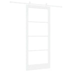 Porta scorrevole in legno massello di pino e vetro Bianco 93 x 211 cm