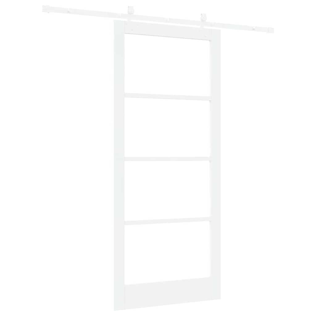Porta scorrevole in legno massello di pino e vetro Bianco 93 x 211 cm