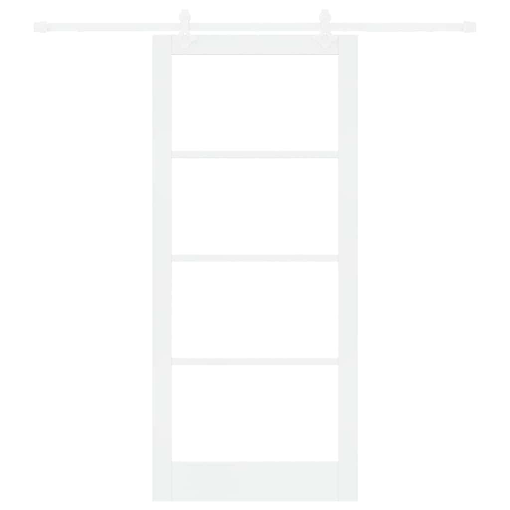 Porta scorrevole in legno massello di pino e vetro Bianco 93 x 211 cm