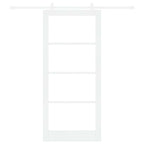 Porta scorrevole in legno massello di pino e vetro Bianco 93 x 211 cm