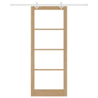 Porta scorrevole in legno massello di pino e vetro 93 x 232 cm - Naturale
