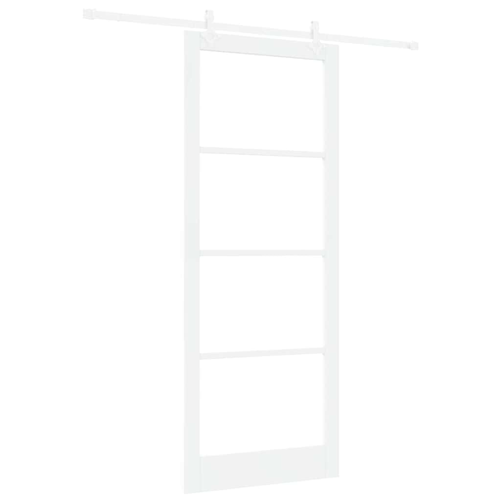 Porta scorrevole in legno massello e vetro bianca 93 x 232 cm