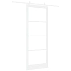 Porta scorrevole in legno massello e vetro bianca 93 x 232 cm