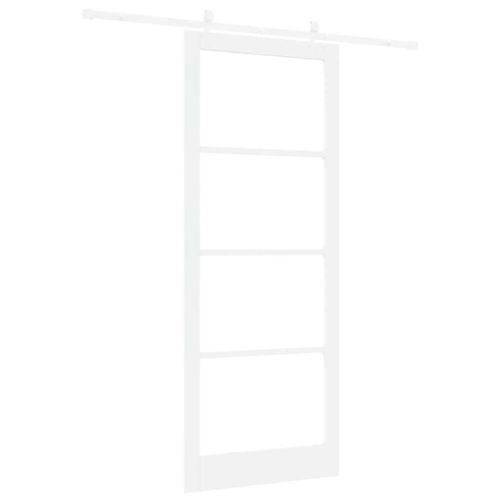 Porta scorrevole in legno massello e vetro bianca 93 x 232 cm