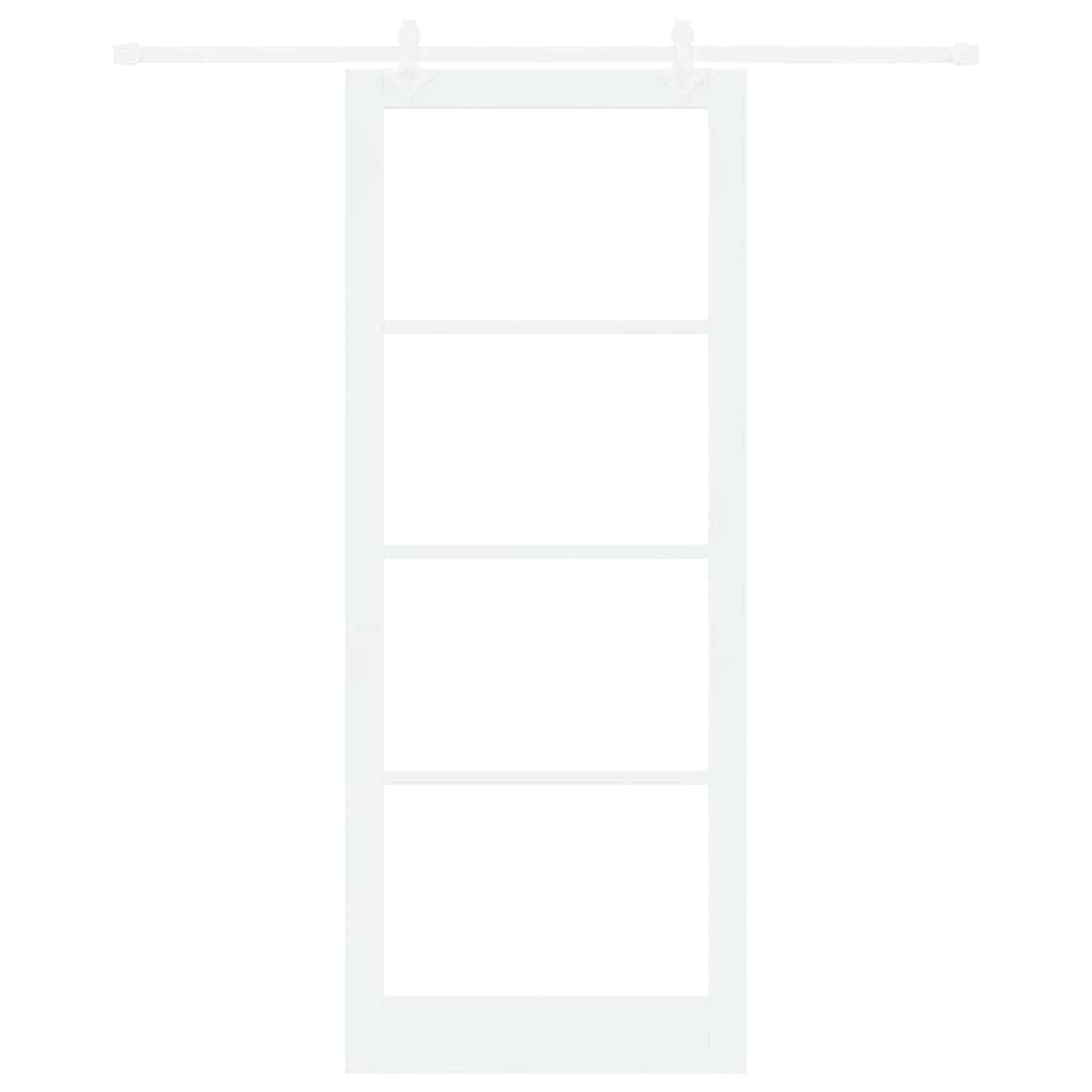 Porta scorrevole in legno massello e vetro bianca 93 x 232 cm