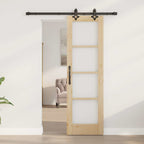 Porta scorrevole in legno di pino e vetro naturale 61 x 198,5 cm