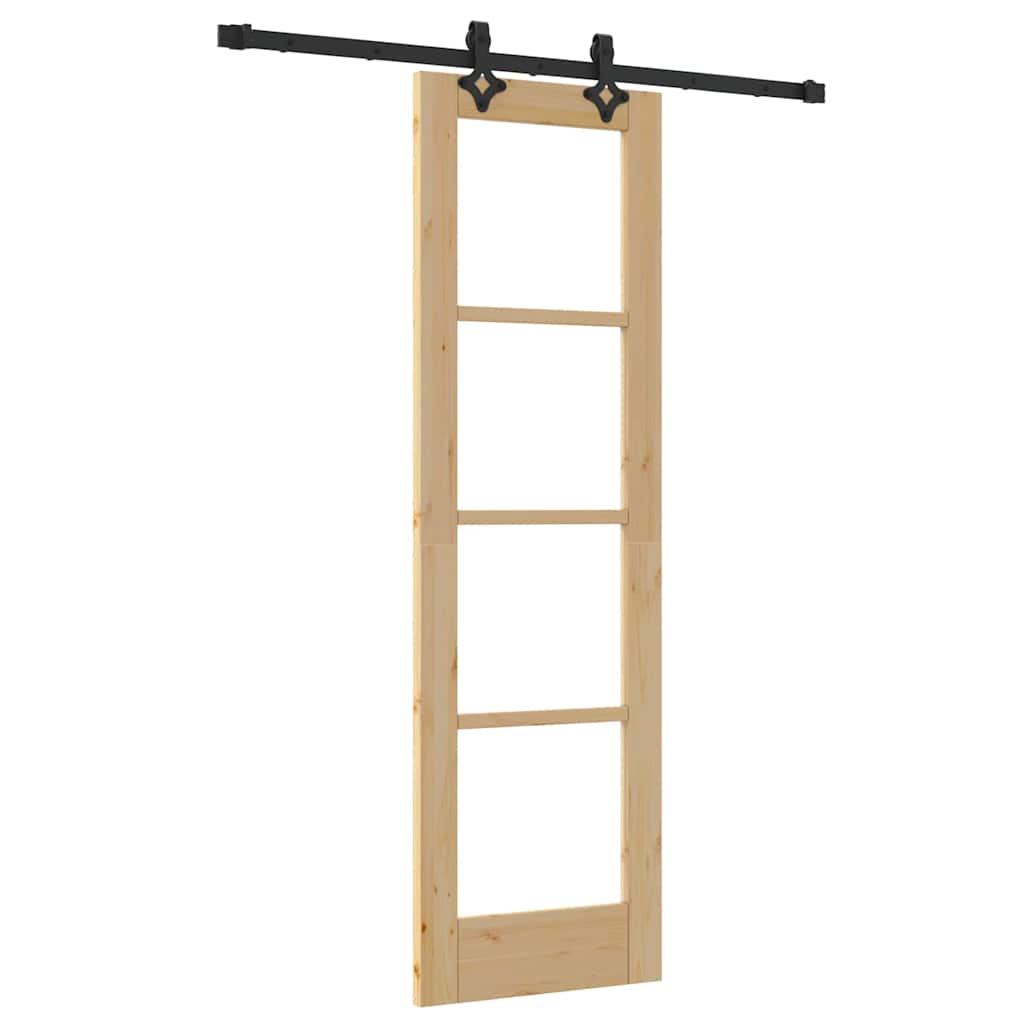 Porta scorrevole in legno di pino e vetro naturale 61 x 198,5 cm