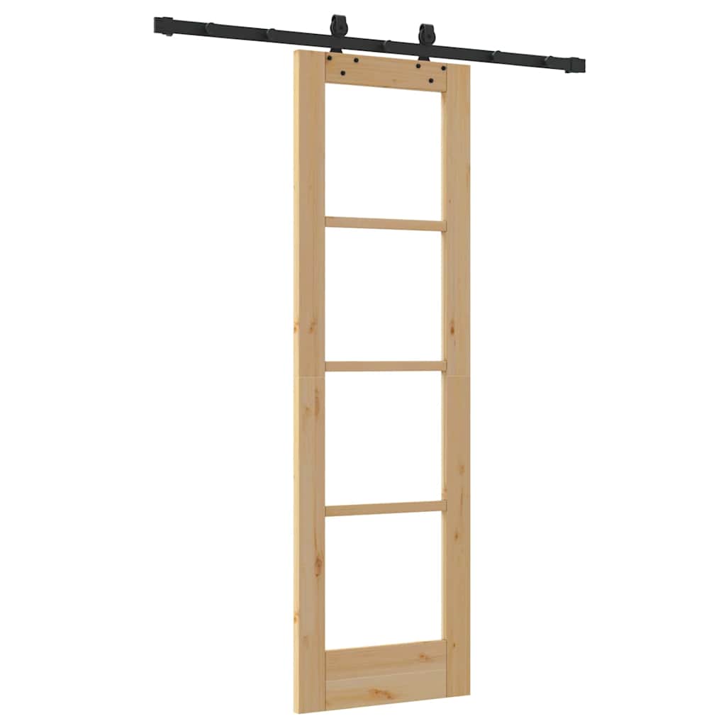 Porta scorrevole in legno di pino e vetro naturale 61 x 198,5 cm