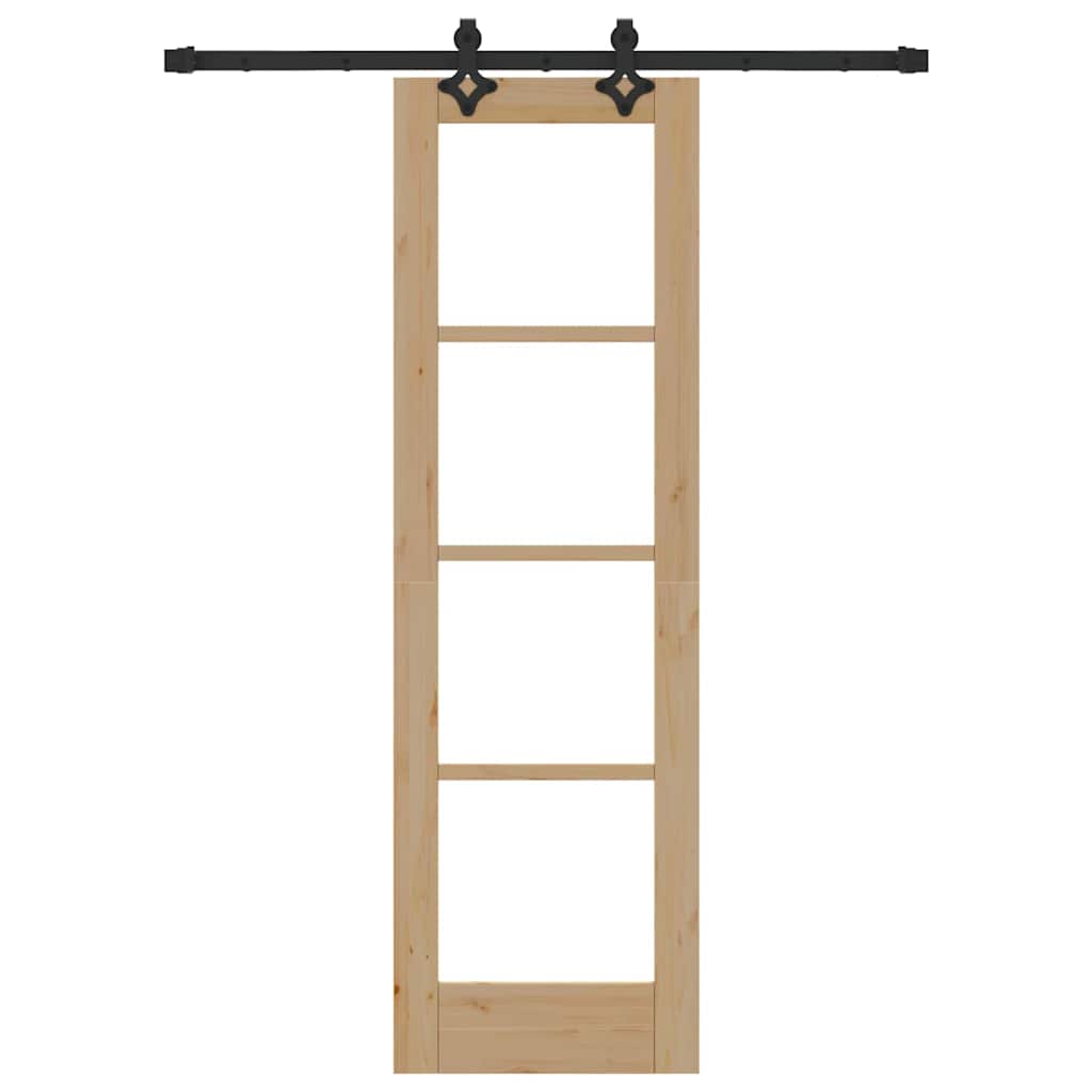 Porta scorrevole in legno di pino e vetro naturale 61 x 198,5 cm