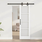 Porta Scorrevole Bianco 61 x 198,5 cm - Legno Massello Pino e Vetro
