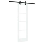 Porta Scorrevole Bianco 61 x 198,5 cm - Legno Massello Pino e Vetro