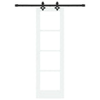 Porta Scorrevole Bianco 61 x 198,5 cm - Legno Massello Pino e Vetro