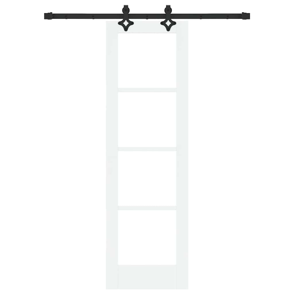 Porta Scorrevole Bianco 61 x 198,5 cm - Legno Massello Pino e Vetro