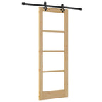 Porta Scorrevole Naturale 73,5 x 198,5 cm - Legno Massello di Pino e Vetro