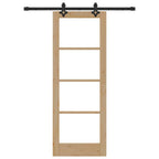 Porta Scorrevole Naturale 73,5 x 198,5 cm - Legno Massello di Pino e Vetro