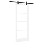 Porta scorrevole bianca 83 x 211 cm in legno massello di pino e vetro