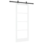 Porta scorrevole bianca 83 x 211 cm in legno massello di pino e vetro