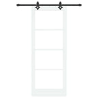 Porta scorrevole bianca 83 x 211 cm in legno massello di pino e vetro