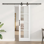Porta Scorrevole Bianco 61 x 198,5 cm Legno Massello e Vetro