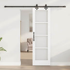 Porta Scorrevole Bianco 61 x 198,5 cm Legno Massello e Vetro